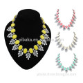 Fashion New Clear Crystal Resin Leaf Drop Choker Chunky Statement Bib Necklace